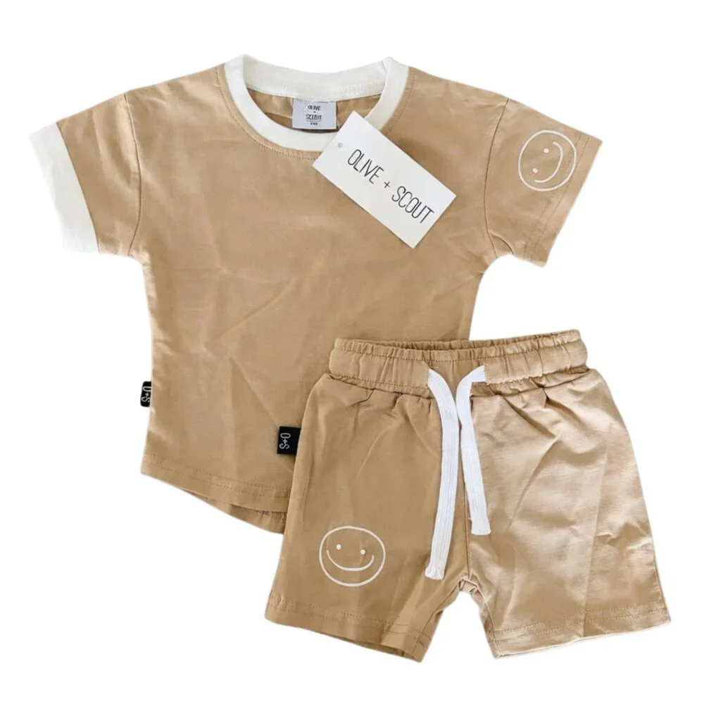 Olive + Scout Brown Smiley Beck Set – Size 3–6M (NWT)